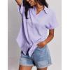 imageZeagoo Womens Button Down Shirts Casual Short Sleeve Dress Shirt Textured Collared Summer Work BlouseLight Purple