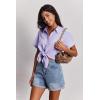 imageZeagoo Womens Button Down Shirts Casual Short Sleeve Dress Shirt Textured Collared Summer Work BlouseLight Purple