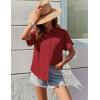 imageZeagoo Womens Button Down Shirts Casual Short Sleeve Dress Shirt Textured Collared Summer Work BlouseRed