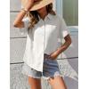 imageZeagoo Womens Button Down Shirts Casual Short Sleeve Dress Shirt Textured Collared Summer Work BlouseWhite