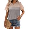 imageZeagoo Womens Casual Summer Tops Short Sleeve T Shirts Crewneck Basic Tees Blouses Color Block Tunic TopsBgray