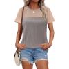 imageZeagoo Womens Casual Summer Tops Short Sleeve T Shirts Crewneck Basic Tees Blouses Color Block Tunic TopsBgray