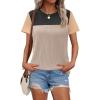 imageZeagoo Womens Casual Summer Tops Short Sleeve T Shirts Crewneck Basic Tees Blouses Color Block Tunic TopsBlackb