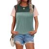 imageZeagoo Womens Casual Summer Tops Short Sleeve T Shirts Crewneck Basic Tees Blouses Color Block Tunic TopsGreen