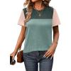 imageZeagoo Womens Casual Summer Tops Short Sleeve T Shirts Crewneck Basic Tees Blouses Color Block Tunic TopsGreen