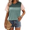 imageZeagoo Womens Casual Summer Tops Short Sleeve T Shirts Crewneck Basic Tees Blouses Color Block Tunic TopsGreen