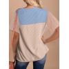 imageZeagoo Womens Casual Summer Tops Short Sleeve T Shirts Crewneck Basic Tees Blouses Color Block Tunic TopsKhaki  Beige