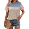 imageZeagoo Womens Casual Summer Tops Short Sleeve T Shirts Crewneck Basic Tees Blouses Color Block Tunic TopsKhaki  Beige