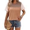 imageZeagoo Womens Casual Summer Tops Short Sleeve T Shirts Crewneck Basic Tees Blouses Color Block Tunic TopsKhakib