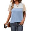 imageZeagoo Womens Casual Summer Tops Short Sleeve T Shirts Crewneck Basic Tees Blouses Color Block Tunic TopsLight Blue