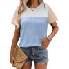 imageZeagoo Womens Casual Summer Tops Short Sleeve T Shirts Crewneck Basic Tees Blouses Color Block Tunic TopsLight Blue