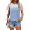 imageZeagoo Womens Casual Summer Tops Short Sleeve T Shirts Crewneck Basic Tees Blouses Color Block Tunic TopsLight Blue