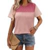 imageZeagoo Womens Casual Summer Tops Short Sleeve T Shirts Crewneck Basic Tees Blouses Color Block Tunic TopsPinkb