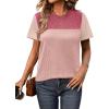 imageZeagoo Womens Casual Summer Tops Short Sleeve T Shirts Crewneck Basic Tees Blouses Color Block Tunic TopsPinkb