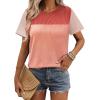 imageZeagoo Womens Casual Summer Tops Short Sleeve T Shirts Crewneck Basic Tees Blouses Color Block Tunic TopsRedb