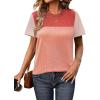 imageZeagoo Womens Casual Summer Tops Short Sleeve T Shirts Crewneck Basic Tees Blouses Color Block Tunic TopsRedb