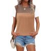 imageZeagoo Womens Casual Summer Tops Short Sleeve T Shirts Crewneck Basic Tees Blouses Color Block Tunic TopsWhite Khaki01