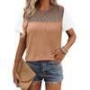 imageZeagoo Womens Casual Summer Tops Short Sleeve T Shirts Crewneck Basic Tees Blouses Color Block Tunic TopsWhite Khaki01