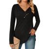 imageZeagoo Womens Casual Tunic Tops Long Sleeve Shirts for Leggings V Neck Button Fall Pullover Blouse Loose SweatshirtsBlack