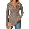 imageZeagoo Womens Casual Tunic Tops Long Sleeve Shirts for Leggings V Neck Button Fall Pullover Blouse Loose SweatshirtsCoffee
