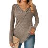 imageZeagoo Womens Casual Tunic Tops Long Sleeve Shirts for Leggings V Neck Button Fall Pullover Blouse Loose SweatshirtsCoffee02