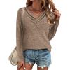 imageZeagoo Womens Casual Tunic Tops Long Sleeve Shirts for Leggings V Neck Button Fall Pullover Blouse Loose SweatshirtsCoffee02