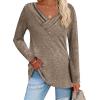 imageZeagoo Womens Casual Tunic Tops Long Sleeve Shirts for Leggings V Neck Button Fall Pullover Blouse Loose SweatshirtsCoffee02