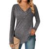 imageZeagoo Womens Casual Tunic Tops Long Sleeve Shirts for Leggings V Neck Button Fall Pullover Blouse Loose SweatshirtsDark Gray