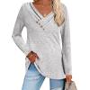 imageZeagoo Womens Casual Tunic Tops Long Sleeve Shirts for Leggings V Neck Button Fall Pullover Blouse Loose SweatshirtsGrey