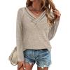 imageZeagoo Womens Casual Tunic Tops Long Sleeve Shirts for Leggings V Neck Button Fall Pullover Blouse Loose SweatshirtsKhaki