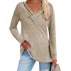 imageZeagoo Womens Casual Tunic Tops Long Sleeve Shirts for Leggings V Neck Button Fall Pullover Blouse Loose SweatshirtsKhaki