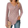 imageZeagoo Womens Casual Tunic Tops Long Sleeve Shirts for Leggings V Neck Button Fall Pullover Blouse Loose SweatshirtsLight Purple