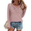imageZeagoo Womens Casual Tunic Tops Long Sleeve Shirts for Leggings V Neck Button Fall Pullover Blouse Loose SweatshirtsLight Purple