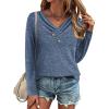 imageZeagoo Womens Casual Tunic Tops Long Sleeve Shirts for Leggings V Neck Button Fall Pullover Blouse Loose SweatshirtsNavy