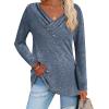 imageZeagoo Womens Casual Tunic Tops Long Sleeve Shirts for Leggings V Neck Button Fall Pullover Blouse Loose SweatshirtsNavy