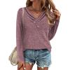 imageZeagoo Womens Casual Tunic Tops Long Sleeve Shirts for Leggings V Neck Button Fall Pullover Blouse Loose SweatshirtsRed