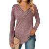 imageZeagoo Womens Casual Tunic Tops Long Sleeve Shirts for Leggings V Neck Button Fall Pullover Blouse Loose SweatshirtsRed