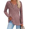imageZeagoo Womens Casual Tunic Tops Long Sleeve Shirts for Leggings V Neck Button Fall Pullover Blouse Loose SweatshirtsRed