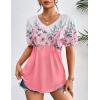 imageZeagoo Womens Puff Short Sleeve Boho Shirts Casual V Neck Floral Solid Summer Blouse Pleated Tunic TopSf122