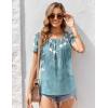 imageZeagoo Womens Summer Tunic Tops Short Sleeve Floral Boho Casual T Shirts Pleated Crewneck Flowy Relax Fit Soft BlousesBird Floral