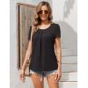 imageZeagoo Womens Summer Tunic Tops Short Sleeve Floral Boho Casual T Shirts Pleated Crewneck Flowy Relax Fit Soft BlousesBlack