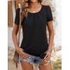 imageZeagoo Womens Summer Tunic Tops Short Sleeve Floral Boho Casual T Shirts Pleated Crewneck Flowy Relax Fit Soft BlousesBlack