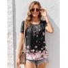 imageZeagoo Womens Summer Tunic Tops Short Sleeve Floral Boho Casual T Shirts Pleated Crewneck Flowy Relax Fit Soft BlousesBlack Pink Floral