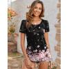 imageZeagoo Womens Summer Tunic Tops Short Sleeve Floral Boho Casual T Shirts Pleated Crewneck Flowy Relax Fit Soft BlousesBlack Pink Floral