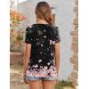imageZeagoo Womens Summer Tunic Tops Short Sleeve Floral Boho Casual T Shirts Pleated Crewneck Flowy Relax Fit Soft BlousesBlack Pink Floral