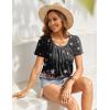 imageZeagoo Womens Summer Tunic Tops Short Sleeve Floral Boho Casual T Shirts Pleated Crewneck Flowy Relax Fit Soft BlousesBlack Pink Floral