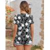 imageZeagoo Womens Summer Tunic Tops Short Sleeve Floral Boho Casual T Shirts Pleated Crewneck Flowy Relax Fit Soft BlousesBlack White Floral