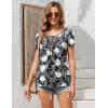 imageZeagoo Womens Summer Tunic Tops Short Sleeve Floral Boho Casual T Shirts Pleated Crewneck Flowy Relax Fit Soft BlousesBlack White Floral