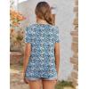 imageZeagoo Womens Summer Tunic Tops Short Sleeve Floral Boho Casual T Shirts Pleated Crewneck Flowy Relax Fit Soft BlousesBlue Floral