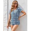imageZeagoo Womens Summer Tunic Tops Short Sleeve Floral Boho Casual T Shirts Pleated Crewneck Flowy Relax Fit Soft BlousesBlue Floral